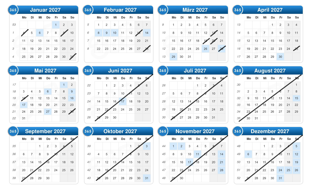 Kalender 2027